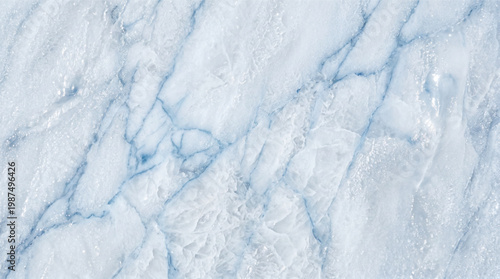 Natural blue white marble texture with an icy crystalline pattern