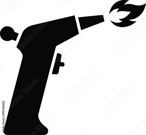 Minimalist hand held butane gas torch flame tool vector illustration
