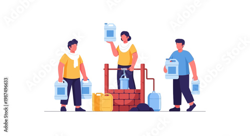 Construction Workers Pouring Concrete with Tools and Protective Gear