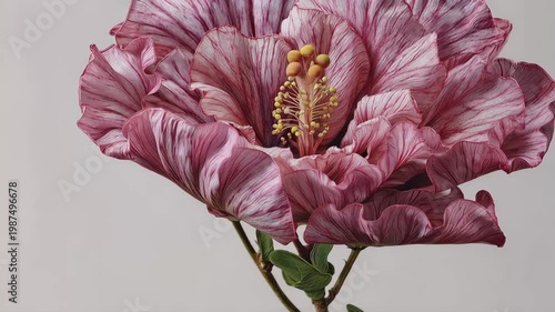 Hibiscus flower with detailed petals and vibrant colors in a natural setting, showcasing nature's beauty and design