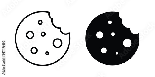 Cookie icon vector graphic clipart and line art style set