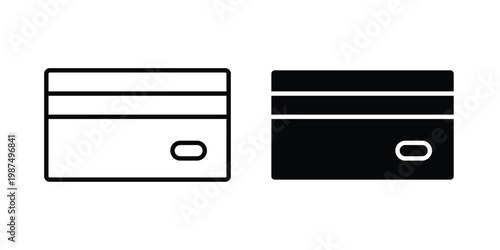 Credit card icon vector graphic clipart and line art style set