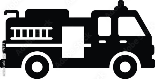 Minimalist side view icon of a classic fire engine truck vector illustration