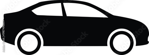 Minimalist side view profile of a generic passenger sedan vector illustration