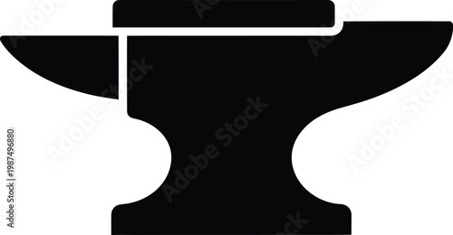 Minimalist silhouette icon of a classic blacksmith metal anvil vector illustration