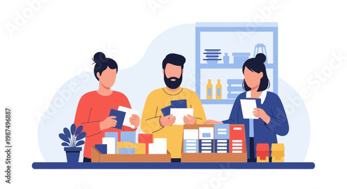 People Shopping at a Modern Store with Mobile Devices