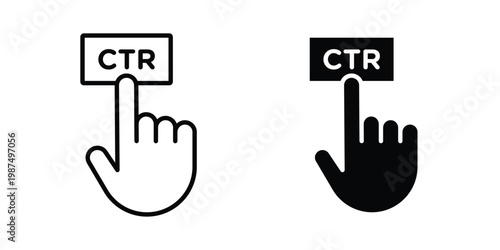 CTR icon vector graphic clipart and line art style set