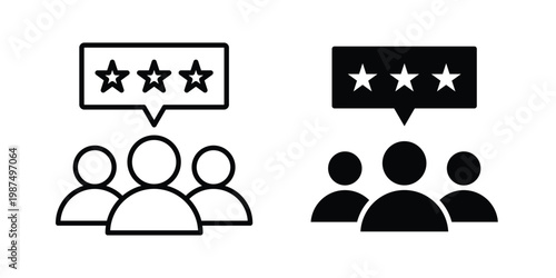Customer feedback icon vector graphic clipart and line art style set