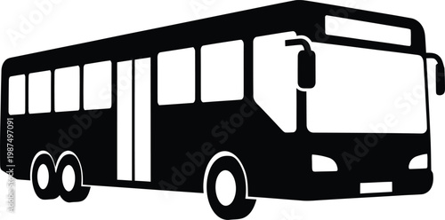 Minimalist silhouette of a modern city bus side view vector illustration
