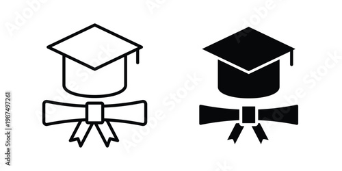 Degree icon vector graphic clipart and line art style set