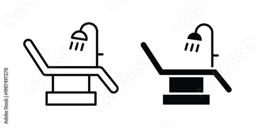 Dentist chair icon vector graphic clipart and line art style set