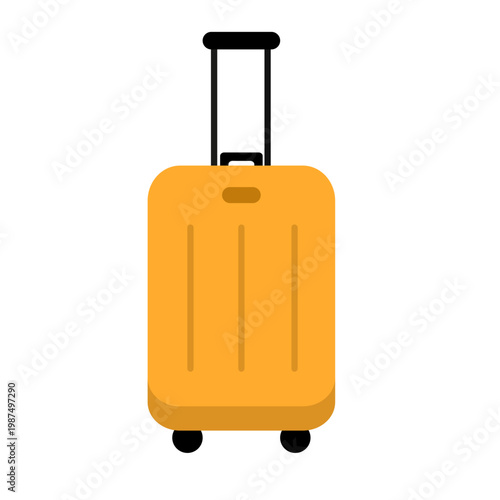 Yellow rolling suitcase for travel, representing luggage, vacation preparation, mobility, tourism, and modern travel lifestyle concept.