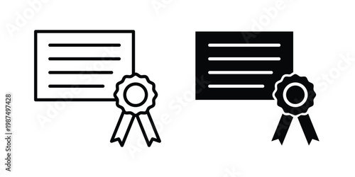 Diploma icon vector graphic clipart and line art style set