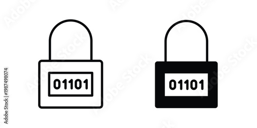 Encryption icon vector graphic clipart and line art style set