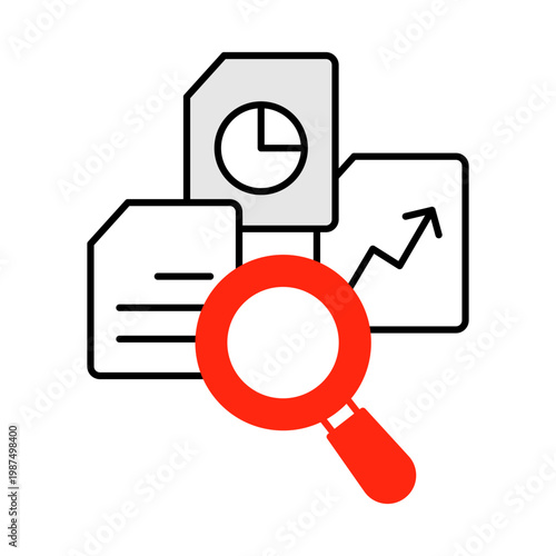 Data Research Icon, Conducting In-Depth Data Analysis for Accurate Insights, Enhancing Strategic Decisions and Business Growth