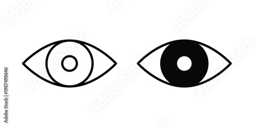Eye icon vector graphic clipart and line art style set
