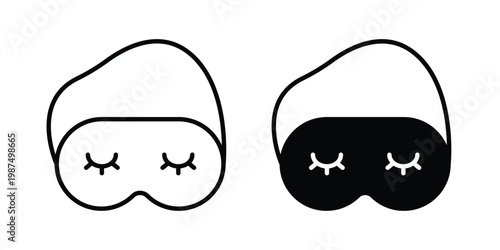Eye mask icon vector graphic clipart and line art style set