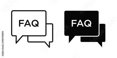 FAQ icon vector graphic clipart and line art style set