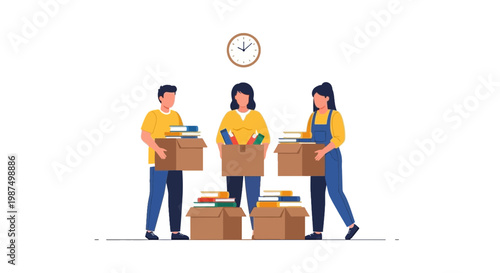 Volunteers Sorting Food Donations for Community Assistance