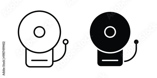 Fire alarm icon vector graphic clipart and line art style set