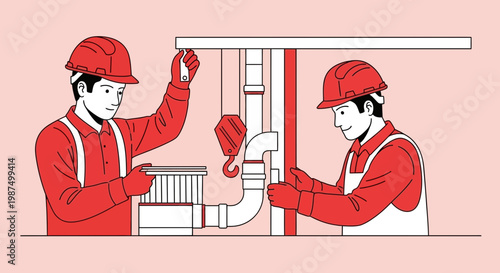 Engineering Team Cooperatively Working on Industrial Infrastructure Construction Project