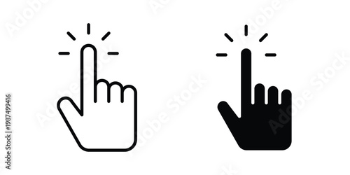 finger tap icon vector graphic clipart and line art style set