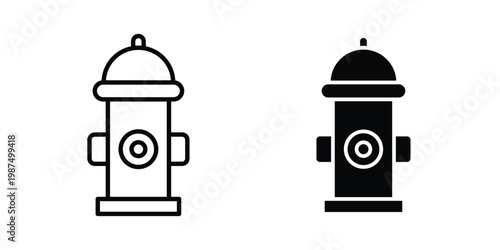 Fire hydrant icon vector graphic clipart and line art style set