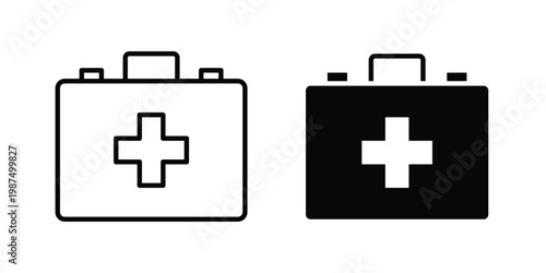 First aid icon vector graphic clipart and line art style set