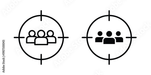 Focus group icon vector graphic clipart and line art style set