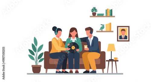 Family Counseling Session with Therapist and Parents in Living Room