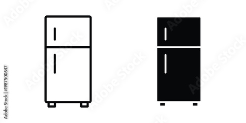 Fridge icon vector graphic clipart and line art style set