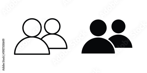 Friends icon vector graphic clipart and line art style set