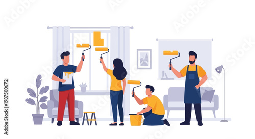 Family Painting Wall Art in Modern Living Room