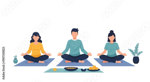 Group of People Practicing Yoga Meditation in Calm Indoor Setting
