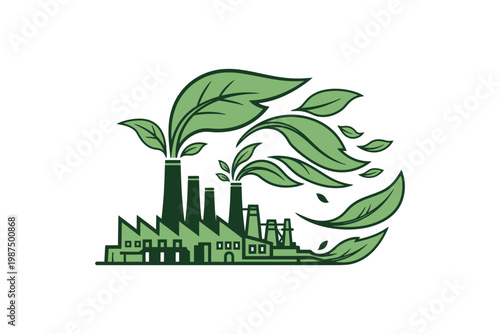 Harmonious blend of industry and nature a symbolic representation of sustainable development and environmental responsibility