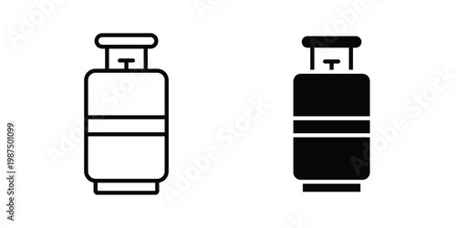 Gas cylinders icon vector graphic clipart and line art style set
