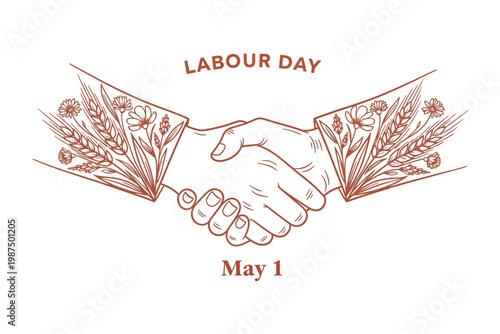 Labour day illustration a symbolic handshake representing unity collaboration and workers' rights on may 1st