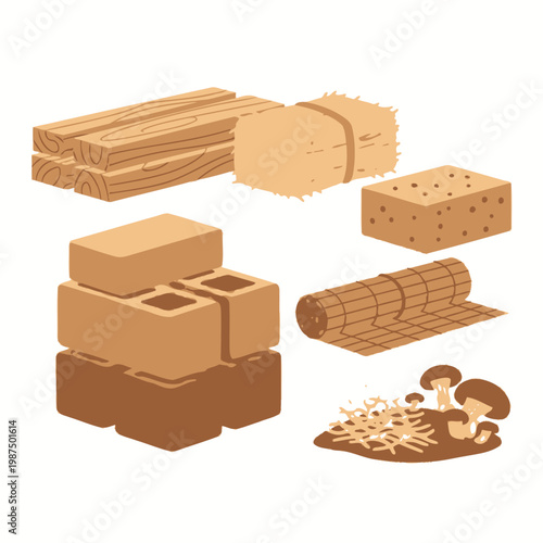 Construction Materials and Natural Elements Assortment