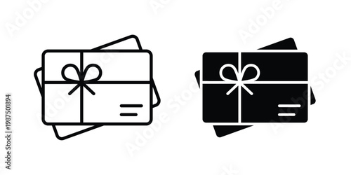 Gift voucher icon vector graphic clipart and line art style set