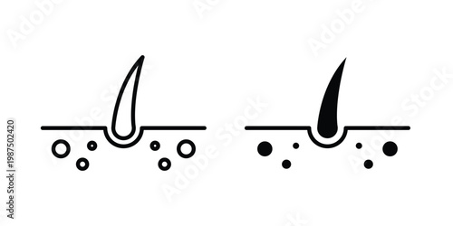 Hair icon vector graphic clipart and line art style set