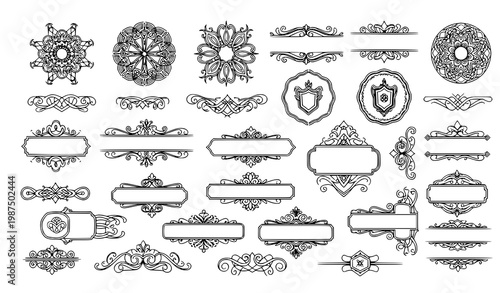 Luxury decorative borders and frames vector collection with mandala ornaments and elegant wedding style elements