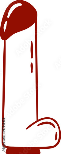 vibrator sucker cock, dildo, adult sex toy, accessories for sex games and bdsm, simple linear red icon, doodle and sketch style