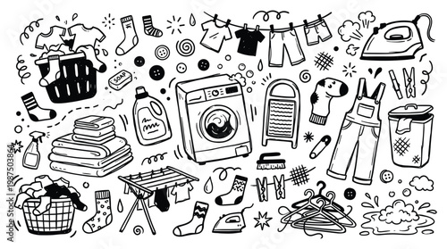 Library books doodle illustrations showcase various items on shelves