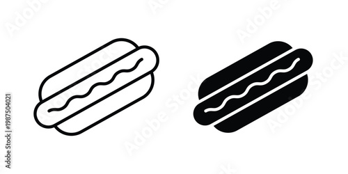 Hot dog icon vector graphic clipart and line art style set