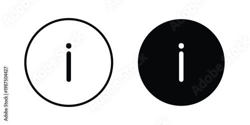 Info icon vector graphic clipart and line art style set