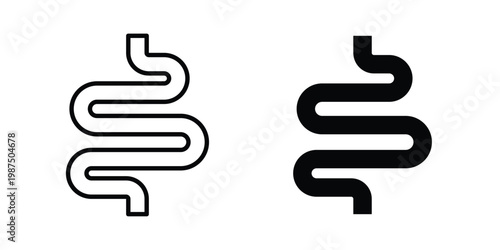 Intestines icon vector graphic clipart and line art style set