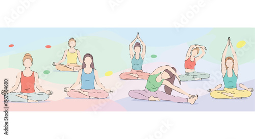 Illustrated yoga poses sequence for beginners and practitioners
