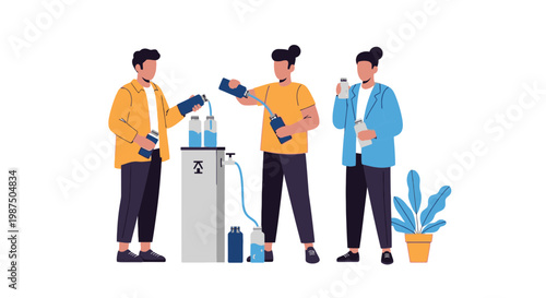 Scientists Conducting Laboratory Research with Test Tubes and Equipment