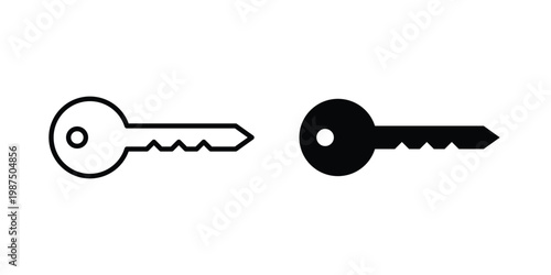 key icon vector graphic clipart and line art style set