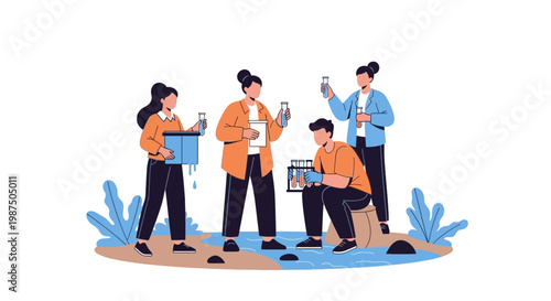 Scientists Conducting Laboratory Experiments with Test Tubes and Equipment